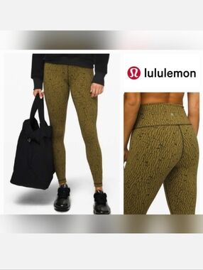 Lululemon Wunder Under High-Rise 28" Luxtreme Legging Olive & Black Jaquard Sz 4